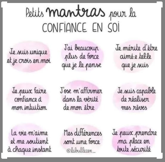 Planche d'affirmations sur la confiance en soi